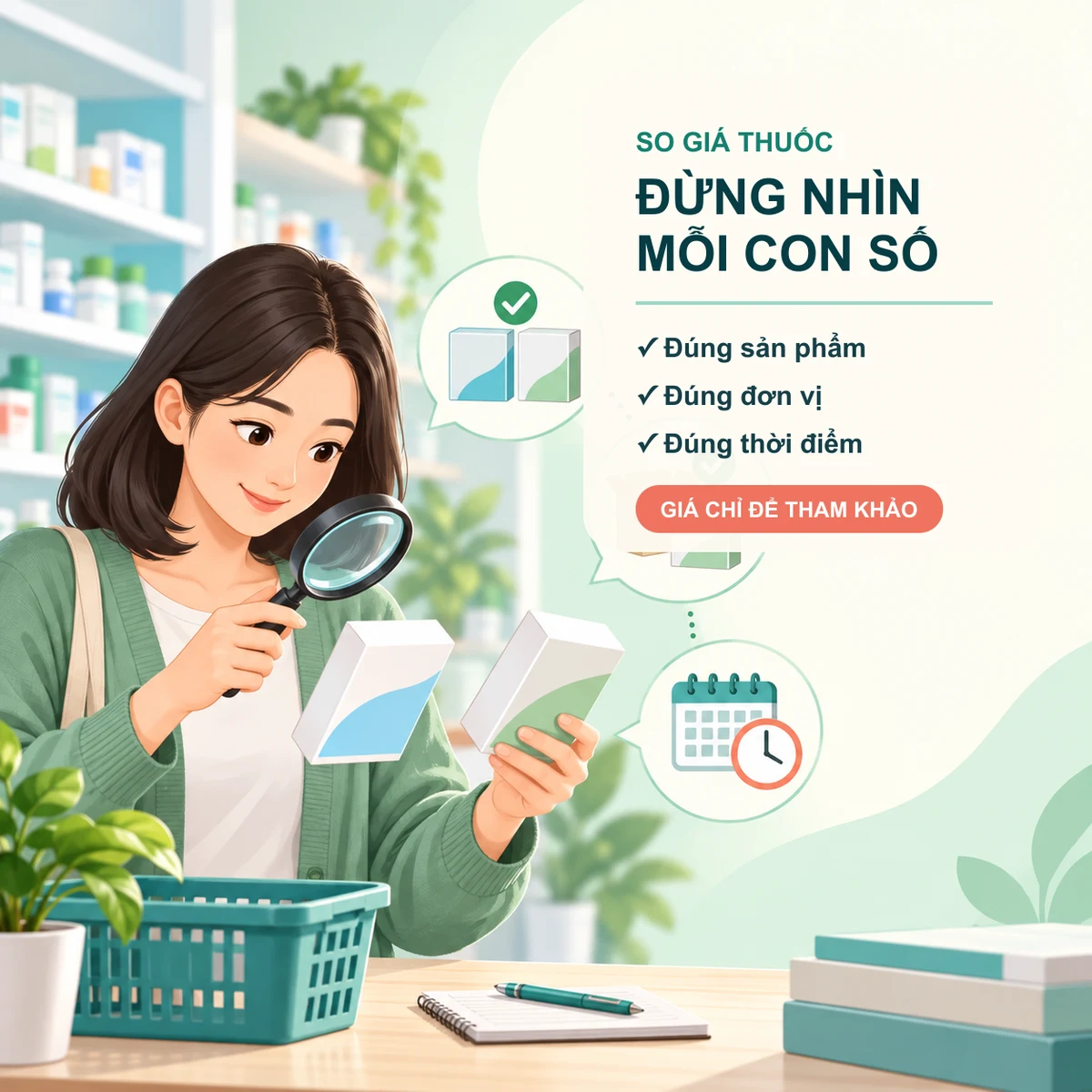 Người dùng đối chiếu giá thuốc theo đúng sản phẩm, đơn vị và thời điểm