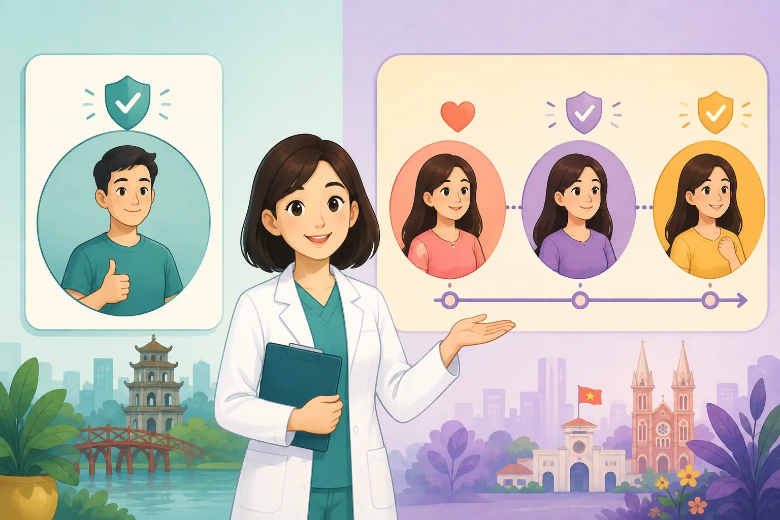 Minh họa so sánh mũi lẻ và trọn phác đồ HPV