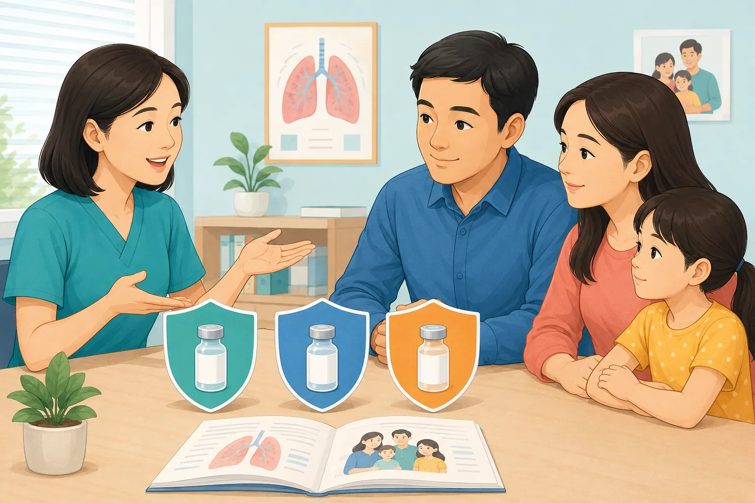 Bảng năm mục để đối chiếu sản phẩm, người tiêm, số mũi, phạm vi giá và điều kiện ưu đãi vắc xin phế cầu