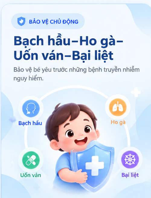 Minh họa chăm sóc và tiêm chủng cho trẻ nhỏ